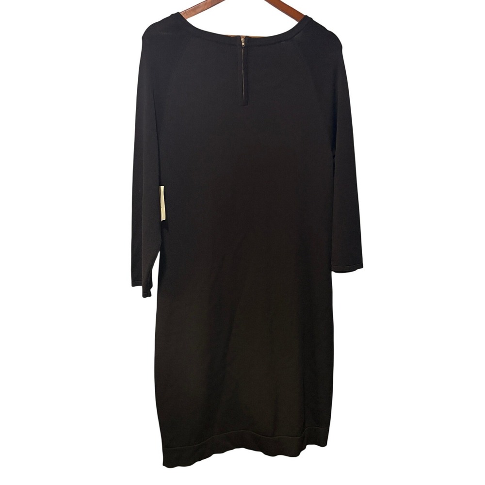 Jessica Black White Geometric Knit Sheath Dress 3/4 Sleeve Size L 16 NEW - Picture 5 of 6
